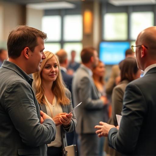 Candid shot of attendees networking and building connections at a local business networking event.