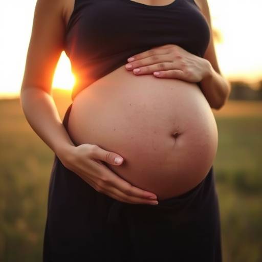 Outdoor photo shoot showing a pregnant mother cradling her belly, creating a lasting memory of this special time.