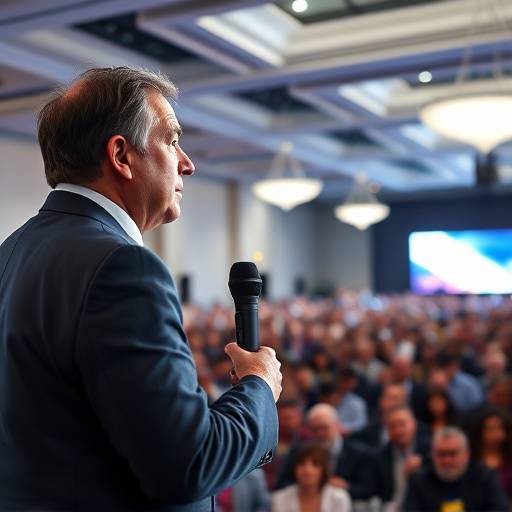 Professional photographer capturing a keynote speaker at a large corporate conference.