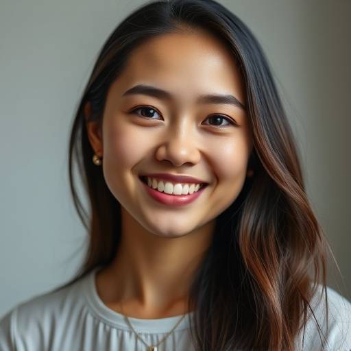 Professional portrait of a young woman smiling.